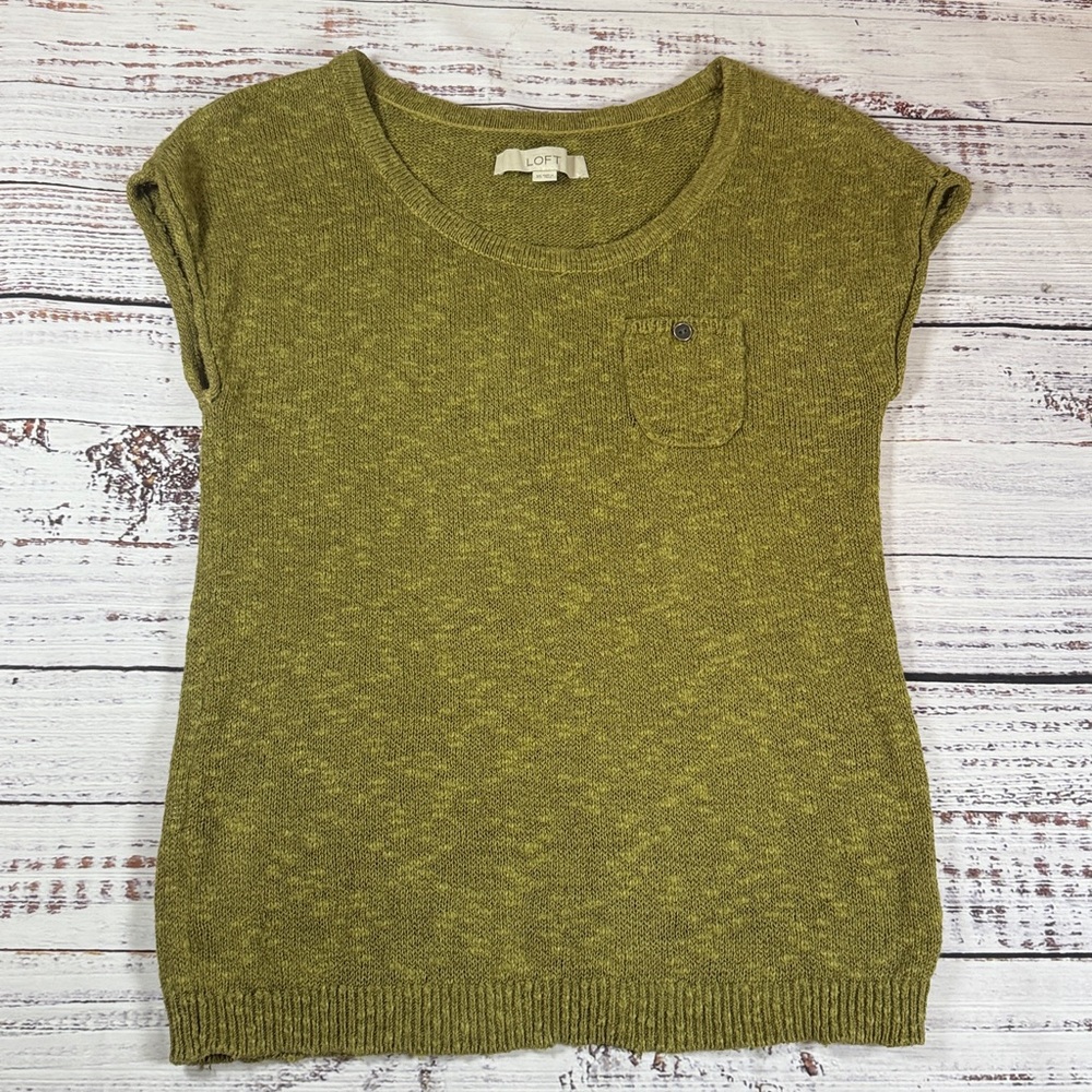 Ann Taylor Loft Linen Blend Bohemian Chic Short Sleeve Sweater Sz M Lightweight